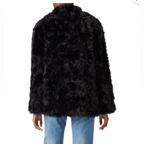 The Kooples Luxe Black Patterned Faux Fur teddy double breasted Coat SM / MED 1 - Picture 8 of 8